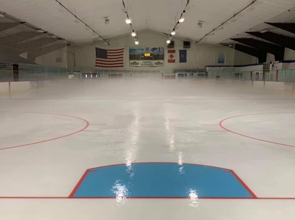 picture of ice on an indoor skating rink